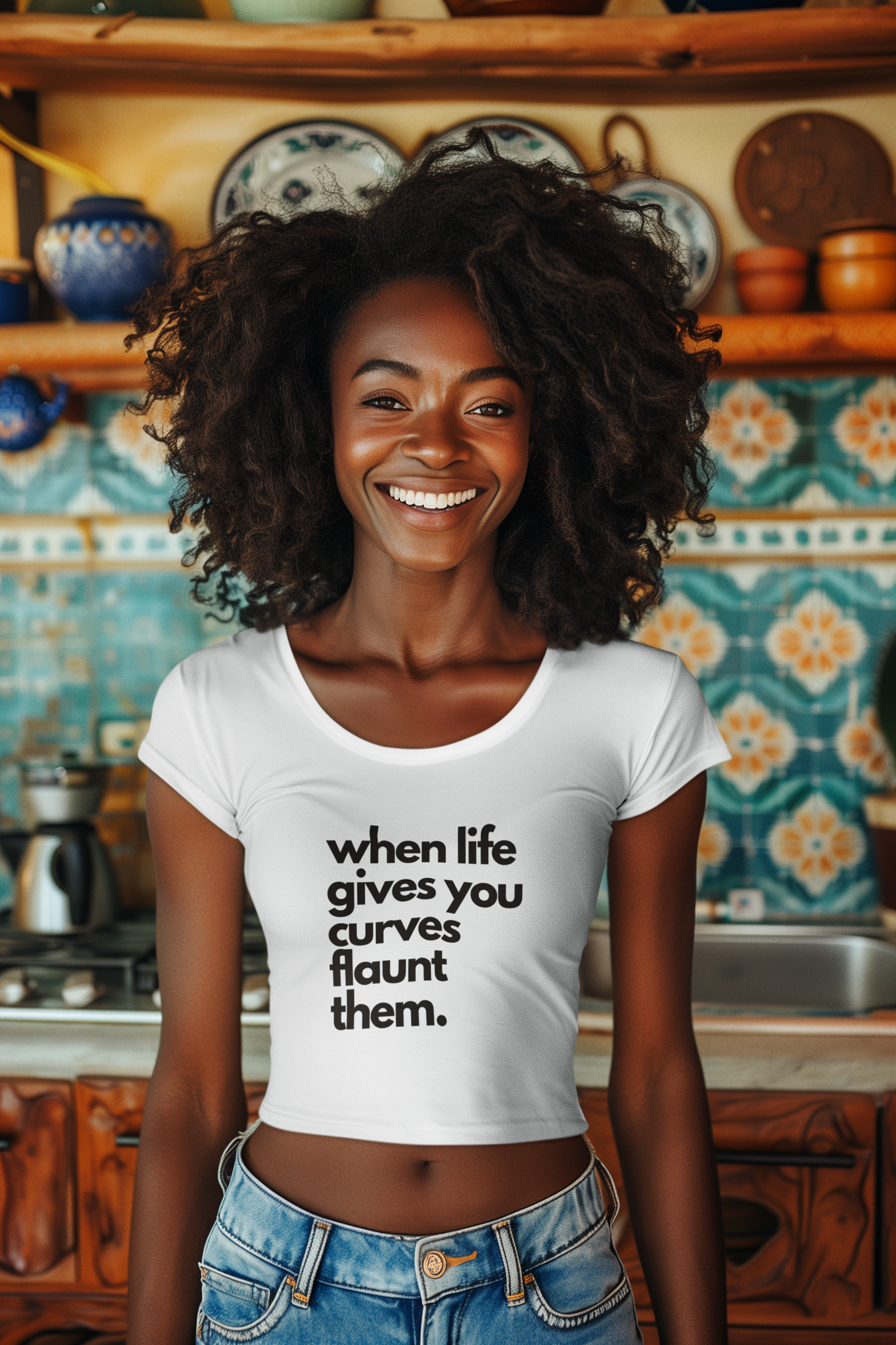 Empowering Women's Baby Tee - 'When Life Gives You Curves, Flaunt Them'